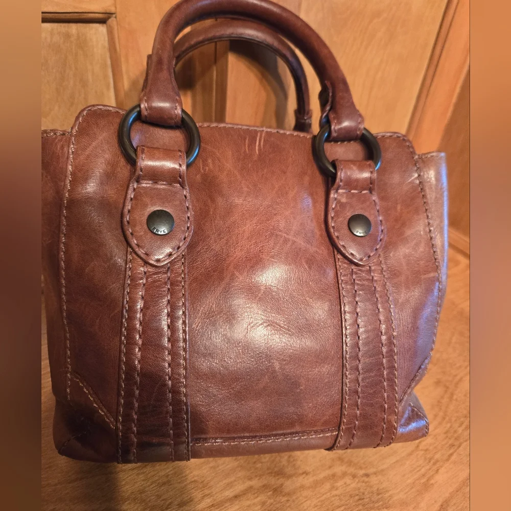 Frye Brown Leather Melissa Mini Tote with Vintage Finish